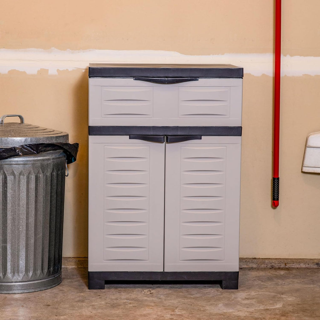 sunnydaze 34.5" garage storage cabinet with adjustable shelf, view 9