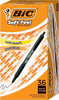 BIC Soft Feel Black Retractable Ballpoint Pens, Medium Point, 36-Count Pack by BIC