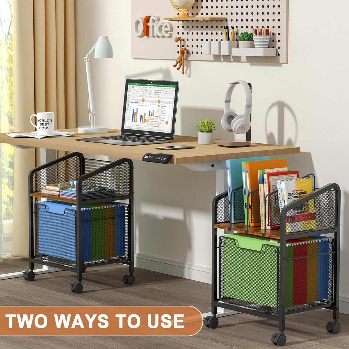 Tiaoheka Rolling File Cabinet with Adjustable Dividers, Vertical Filing Cabin...