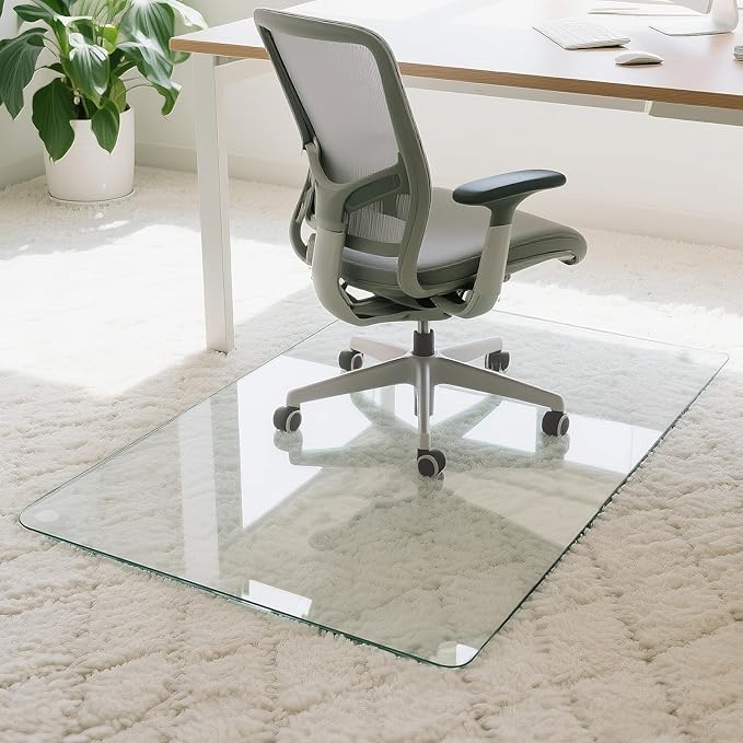 JAMBALAY 46″×36″ Tempered Glass Floor Mat, Heavy Duty Glass Office Chair Mat - Image 9