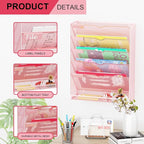 GDINDINFAN Hanging Wall File Organizer 6 Tier Wall Mounted Mail Paper Folder - Image 4