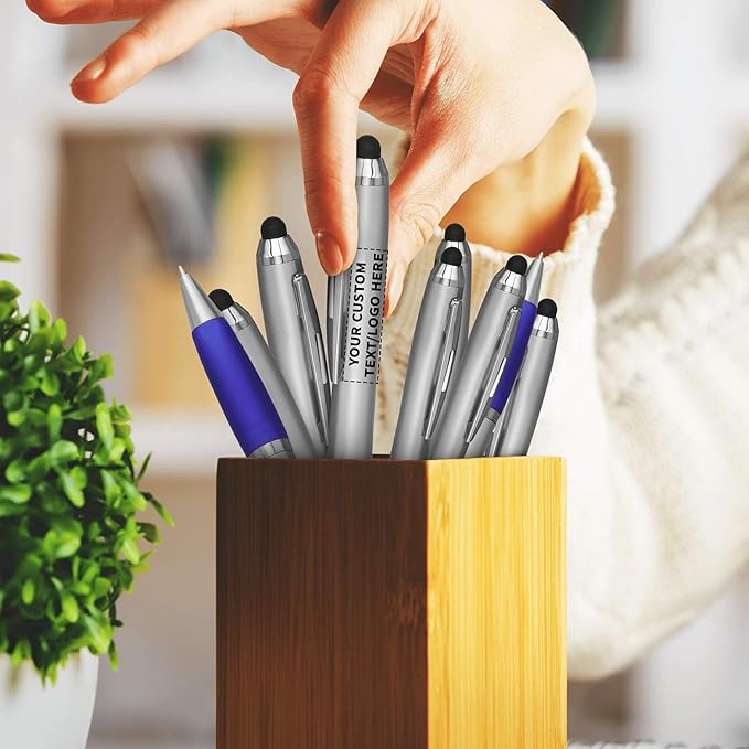 DISCOUNT PROMOS Custom Stylus Ballpoint Pens Set of 50, Personalized Bulk Pack - Image 7