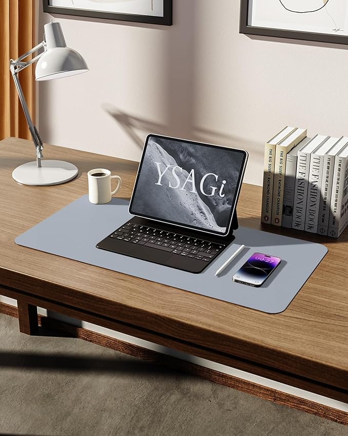 YSAGi Leather Desk Pad Protector, Office Desk Mat, Large Mouse Pad, Non-Slip PU - Image 5