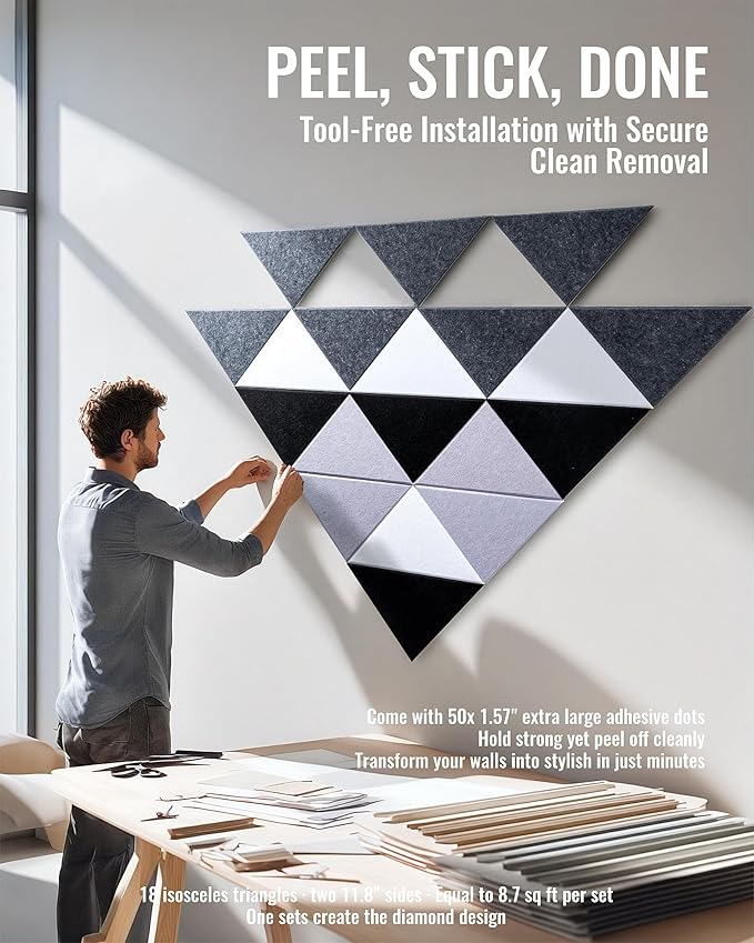 PebblingQ Felt Wall Tiles Bulletin Board, Modular Decorative Panels - Image 5