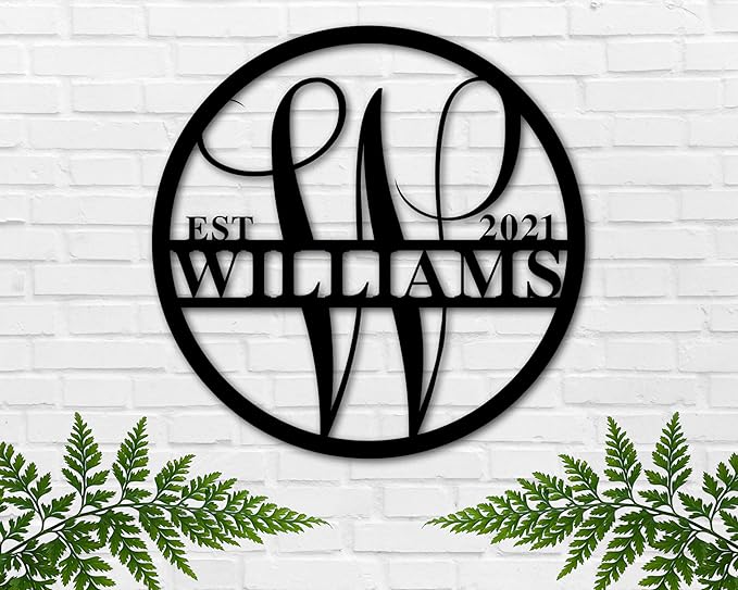 Personalized Metal Name Signs, Split Letter Monogram Wall Decor, Custom Last by Unknown