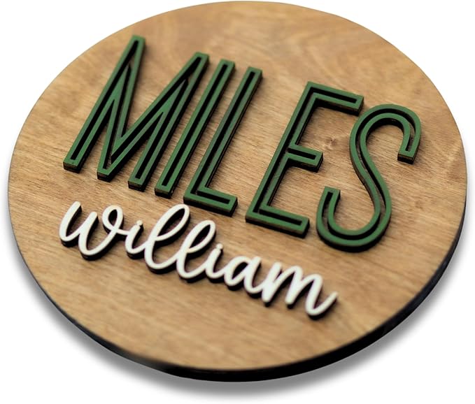 Custom Round Nusery Name Sign, Personalized 3D Baby Name Announcement Sign - Image 3