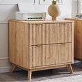 T4TREAM 31.8-Inch Fluted 2 Drawer Lateral File Cabinet, Natural Oak | Filing Cabinet with Files Hanging Rod for Letter, Legal, A4, Large Tabletop for Printer, Wood Printer Cabinets, Home Office