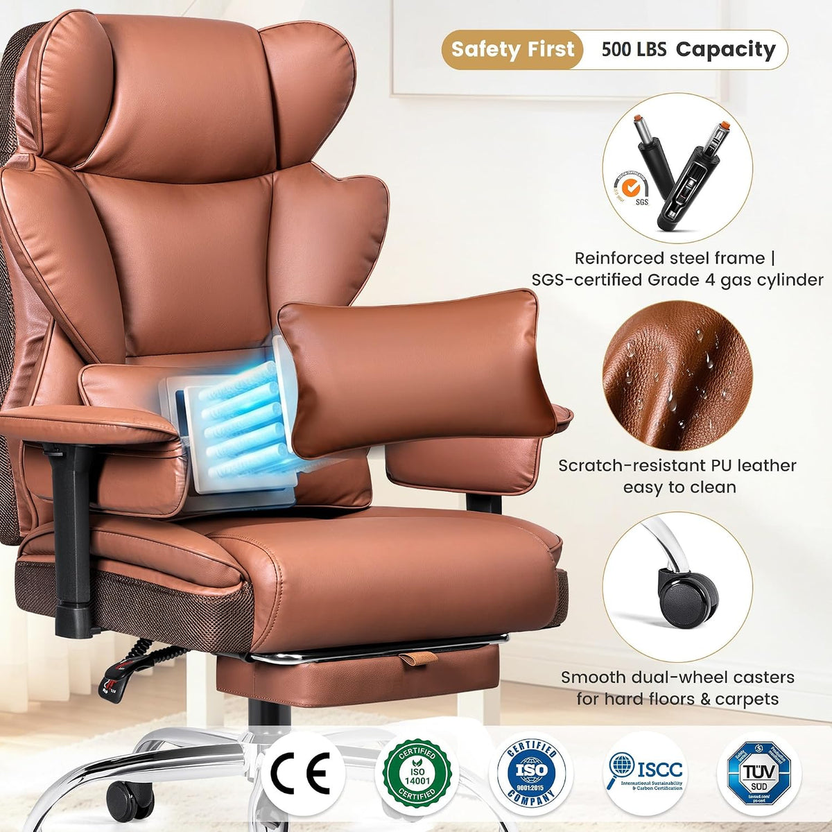 Big & Tall Executive Office Chair, Ergonomic High Back Heavy Duty Compute...