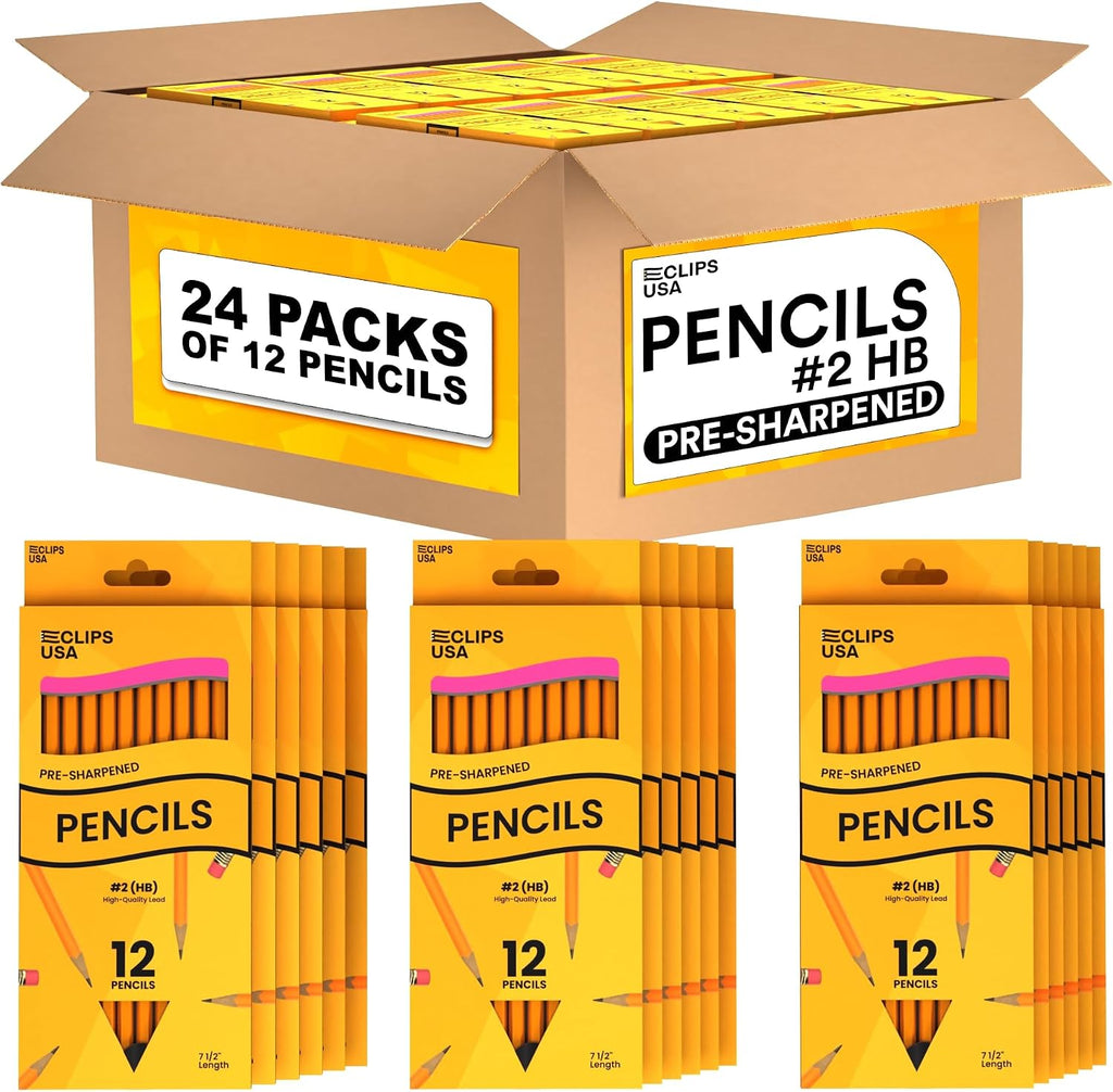 E-CLIPS USA Pencils Bulk Pencils #2 Number 2 pencil Pre-Sharpened Pencil Bulk
