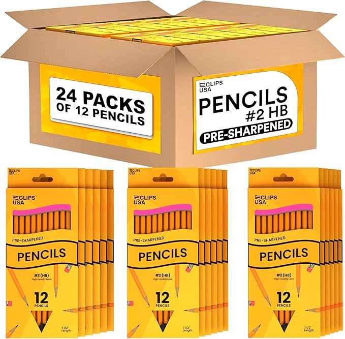 E-CLIPS USA Pencils Bulk Pencils #2 Number 2 pencil Pre-Sharpened Pencil Bulk by E-CLIPSUSA