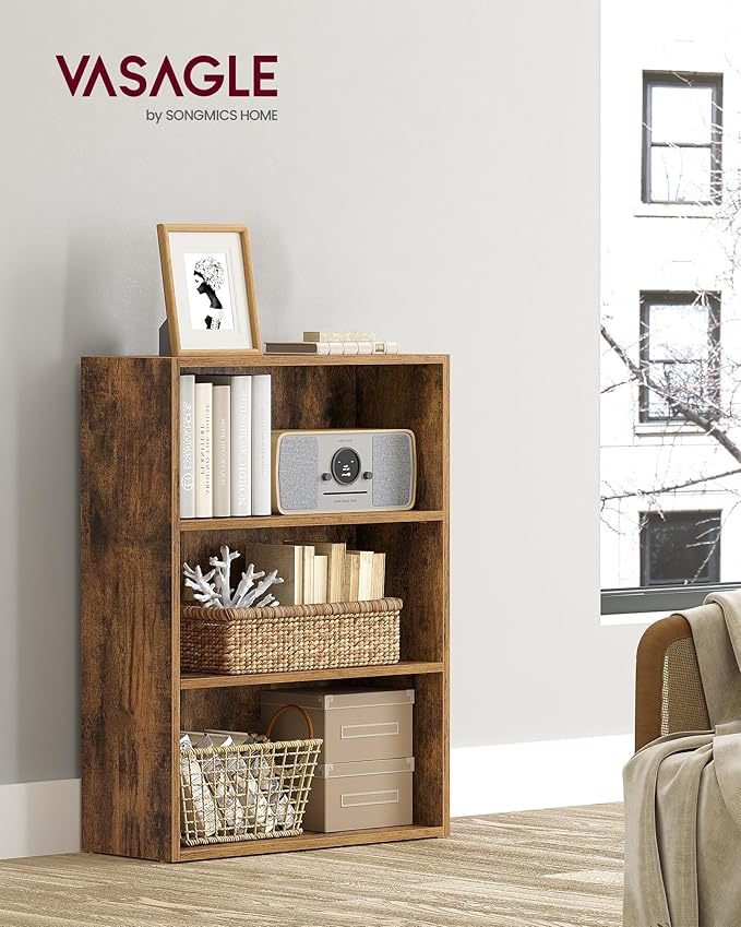 VASAGLE Set of 2 Bookshelves, 23.6 Inches Wide, 3-Tier Open Bookcases - Image 2