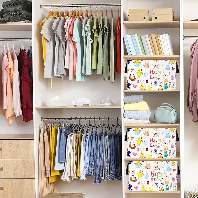 FUULOXE Storage Bin for Shelves Rectangle Closet Baskets Foldable Box - Image 6