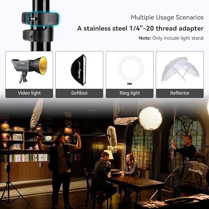 SMALLRIG Photography Light Stand 110"/9.2ft/280cm, Air-Cushioned Aluminum Photo - Image 8