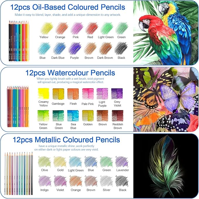 H & B Art Supplies, 72 Pack Drawing Supplies - Image 3