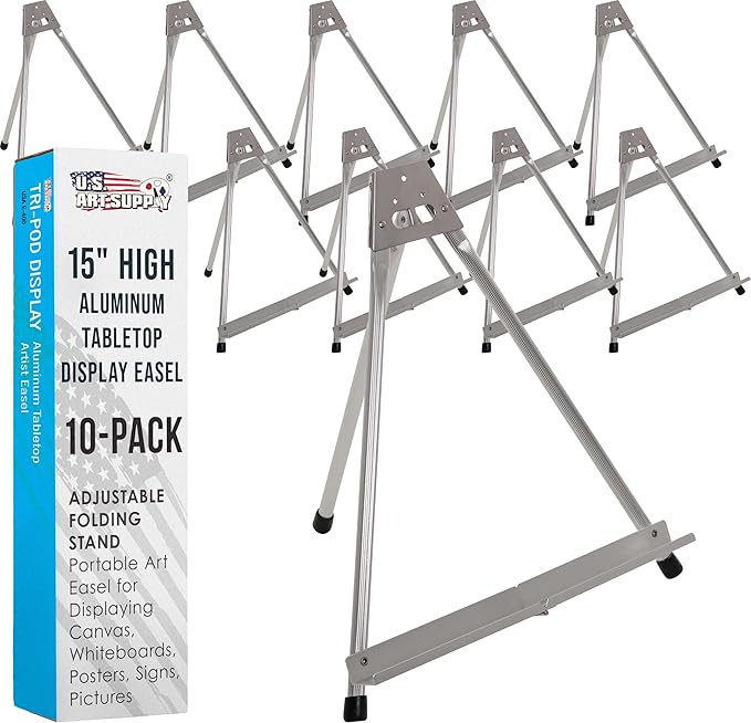U.S. Art Supply 15" High Aluminum Tabletop Display Easel by USArtSupply