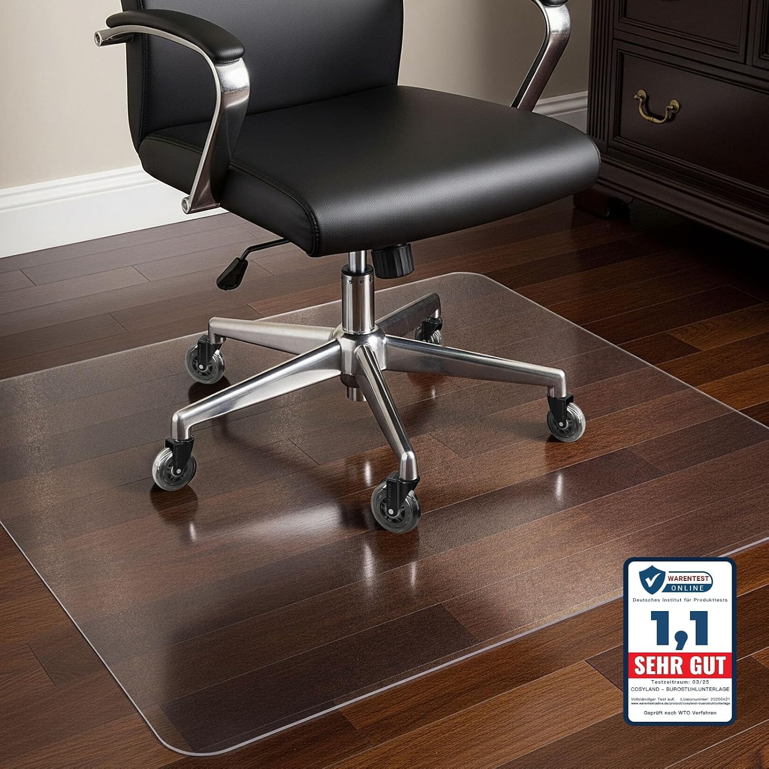 COSYLAND Floor Protection Mat, Office Chair, Transparent, Office Chair Mat and Office Chair Mat, Non-Slip Protective Mat for Floor and Carpet (120 x 120 cm)