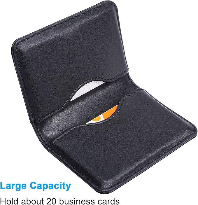 Wisdompro Business Card Holder, 2-Sided PU Leather Folio Name Card Holder - Image 2