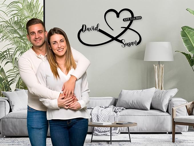 Custom Metal Heart and Infinity Wall Art Valentines Day Wedding Gifts - Image 2