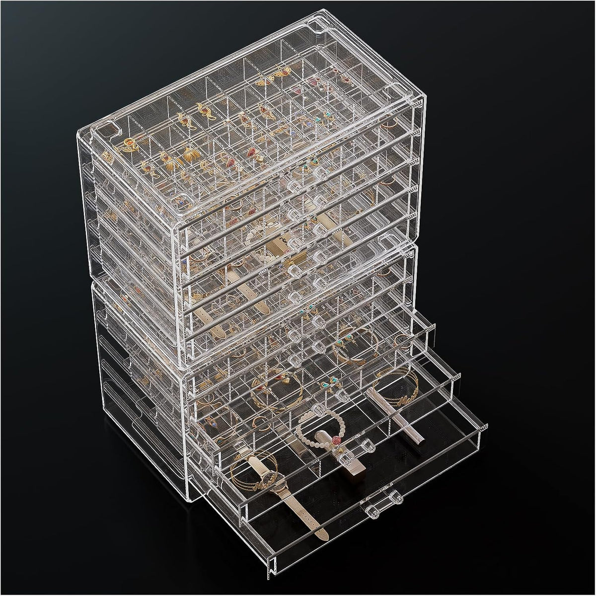 ProCase Acrylic Earrings Holder Organizer Box -Clear, 10 Layers