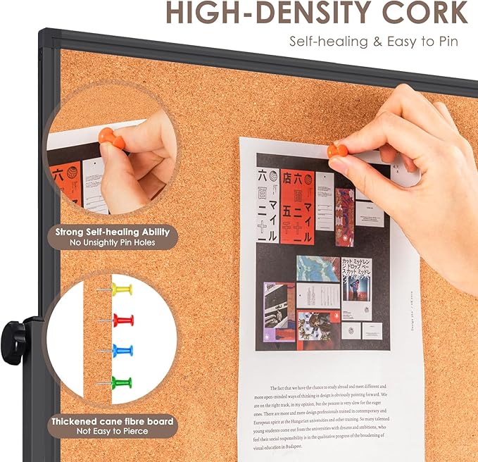 Double Sided Cork Board White Board, 32 x 48 inches Large Cork Board - Image 4