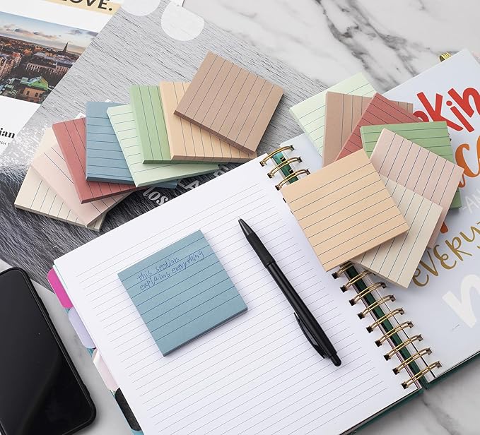 Lined Sticky Notes 3x3 in Ruled Stickies Super Sticking Power Memo Pads Vintage - Image 6