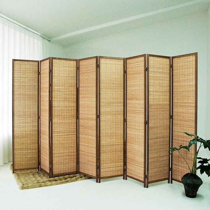 Loomveil 8 Panel Room Divider Folding Privacy Screen, 67 inch Bamboo Panel by Unknown