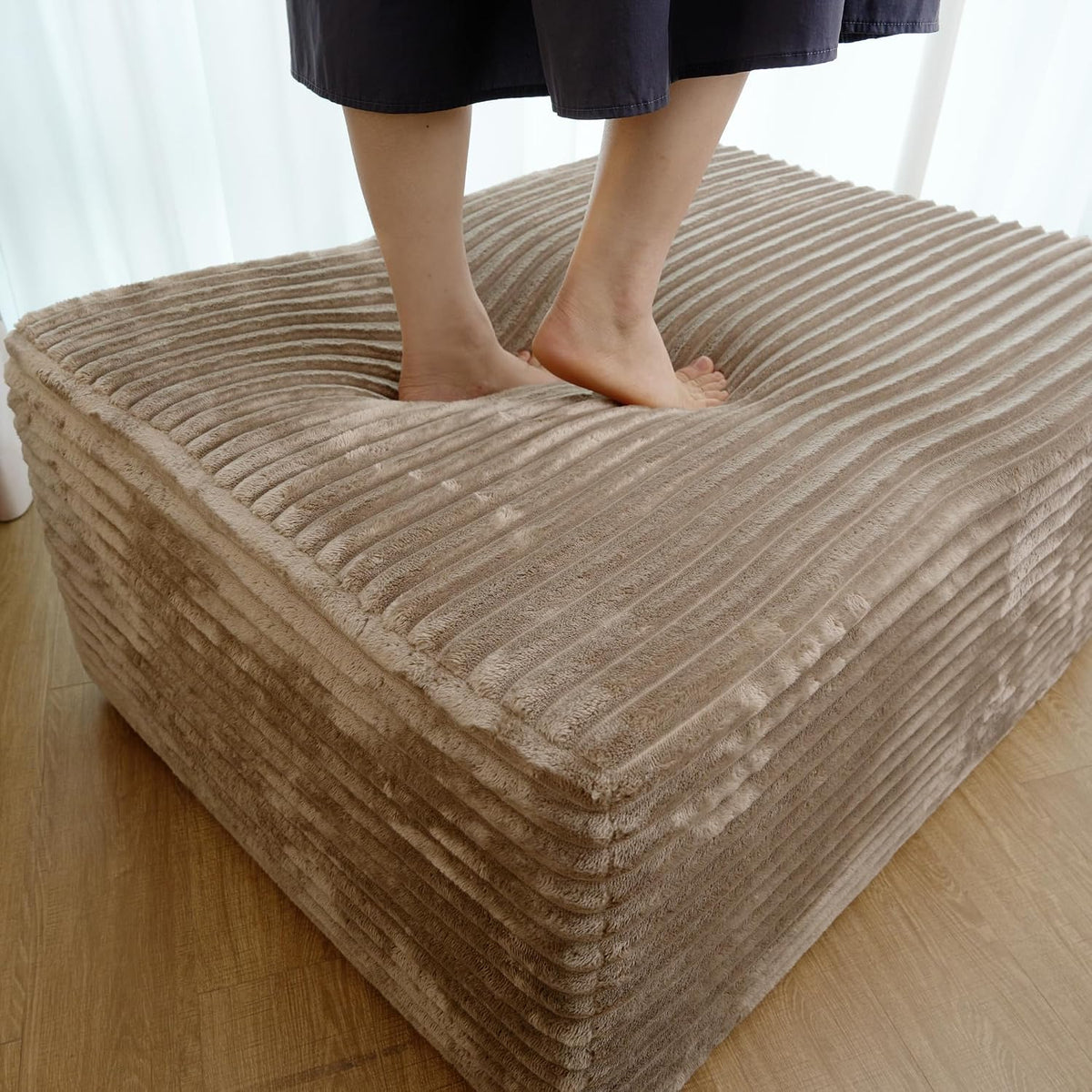 JINGLING 37.4" Rectangle Ottoman Foot Rest for Couch - Corduroy Upholste...