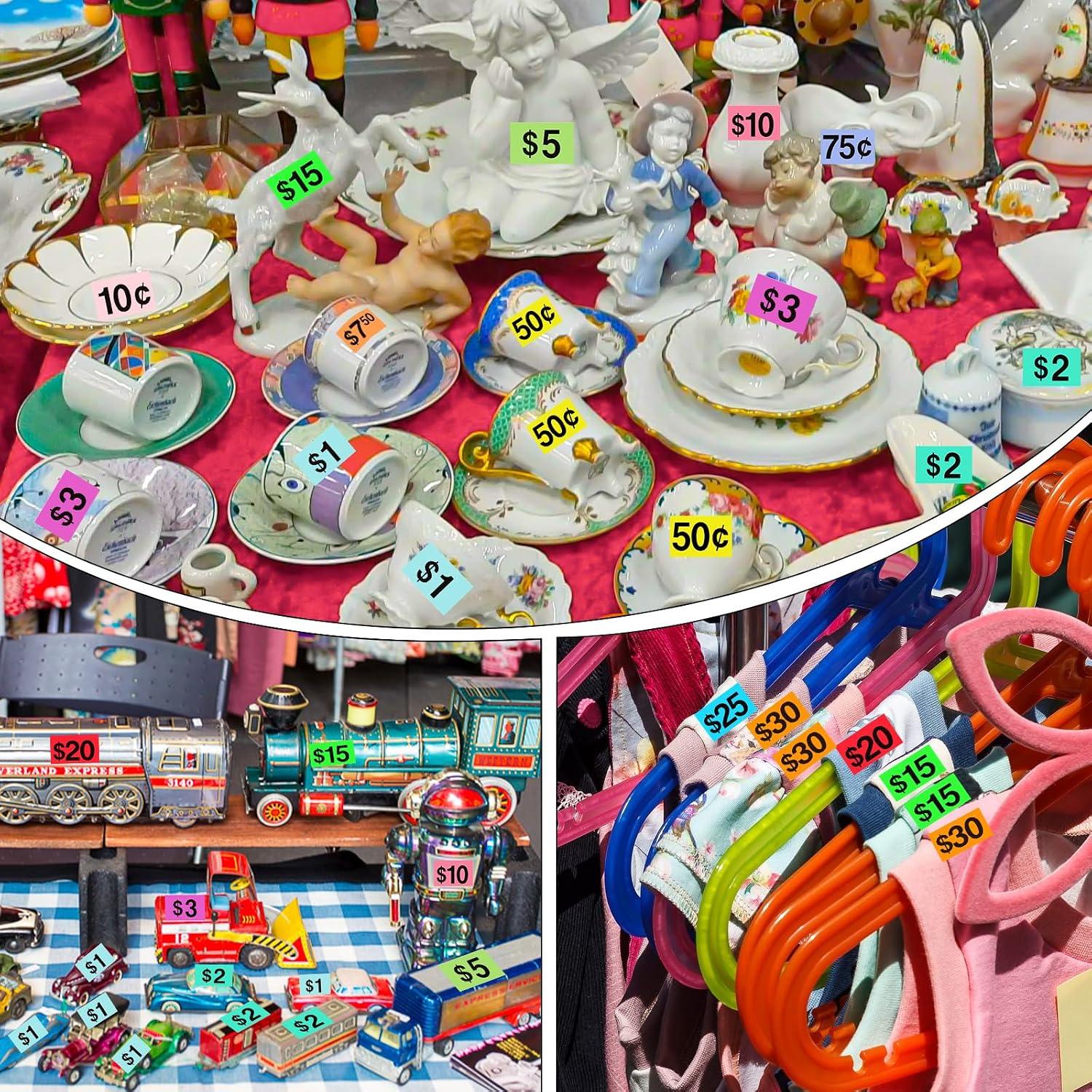 5460 Pcs Garage Sale Stickers, 1/2" X 3/4" Yard Sale Price Tags Stickers Rectangle Preprinted Price Labels for Fle Market Sale