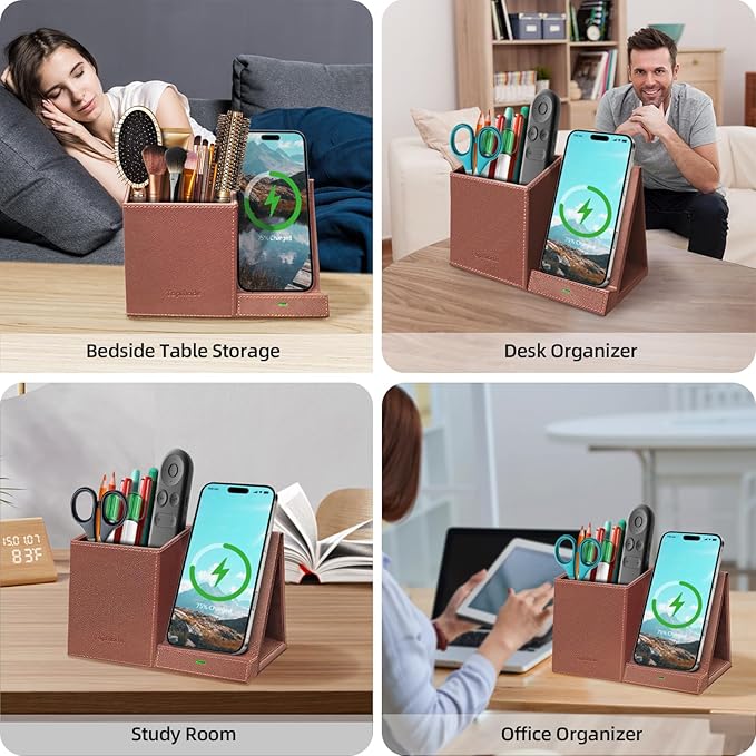 TopMade Wireless Charger with Pen Holder, Home Office Supplies Desk Accessories - Image 5
