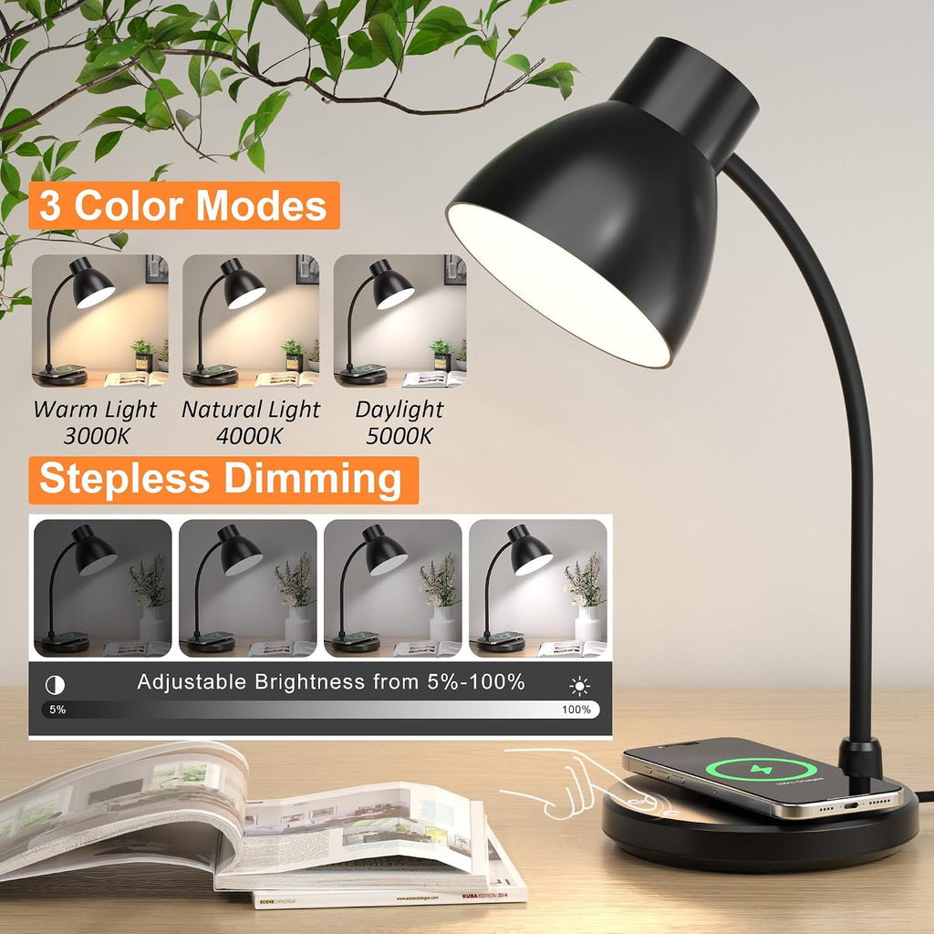 led desk lamp for home office with wireless, close-up detail