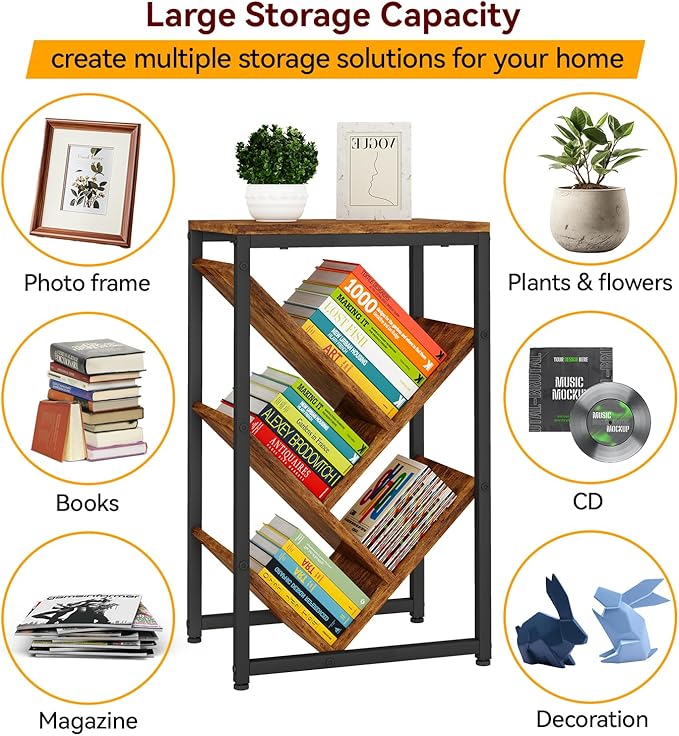 IBUYKE 5 Tier Tree Bookshelf, Small Desktop Bookshelf - Image 5