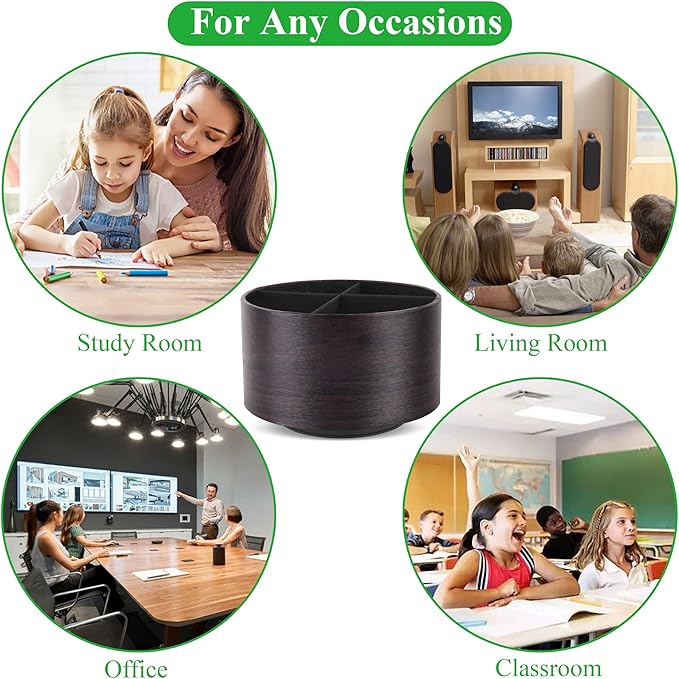 Hennaja Round Leather Art Supply Organizer, Remote Control Holder, 360 Degree - Image 8