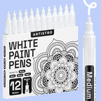ARTISTRO 12 White Paint Pens for Glass Marking, Rock Painting, Scrapbooking by ARTISTRO