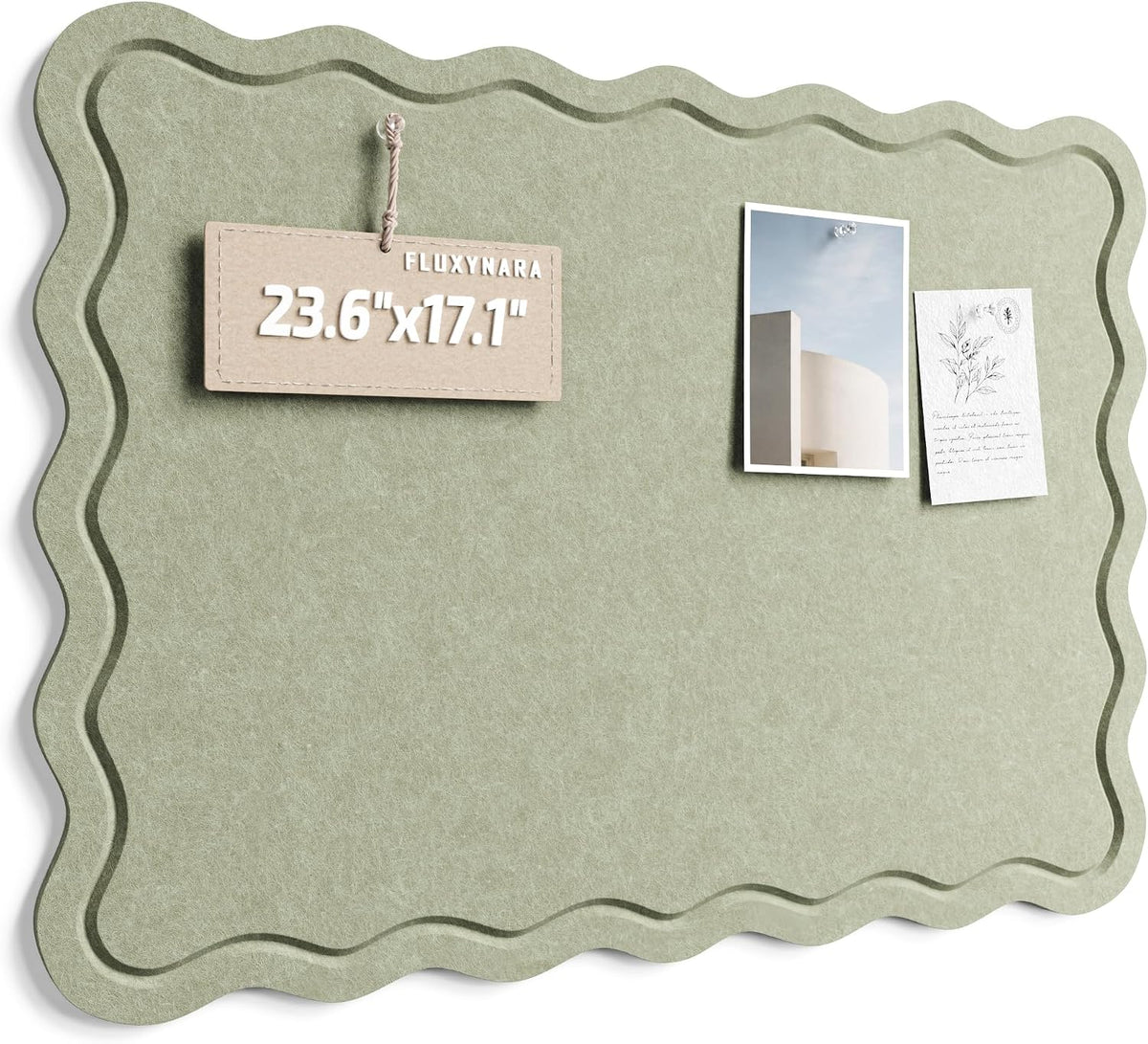 Fluxynara Scalloped Felt Bulletin Board, 23.6"x17.1", Sage