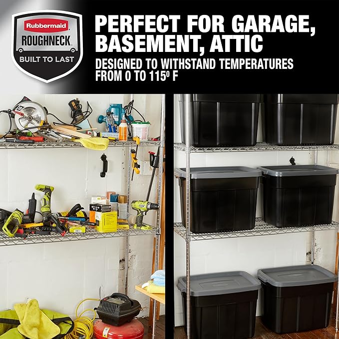 Rubbermaid 18 GAL 6 Pack Garage Storage Bins - Image 6