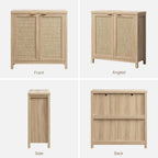 SICOTAS Sideboard Buffet Cabinet with Large Storage : Rattan Boho Credenza | Farmhouse Coffee Bar Storage Cabinet with Adjustable Shelves, Rattan Doors, Buffet Table for Kitchen Living Room Hallway