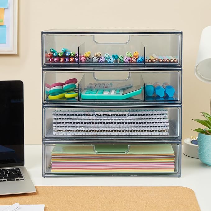 STORi STAX Plastic Stackable Organizer Drawers Classic Grey | 12.5" Wide | Set - Image 6