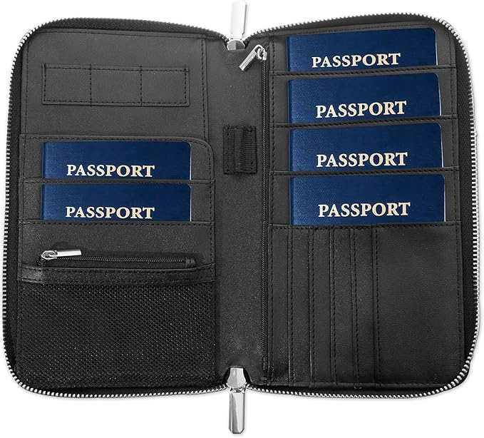 RFID Blocking Family Passport Holder Wallet 6, Premium Leather Travel Document by Trejacur