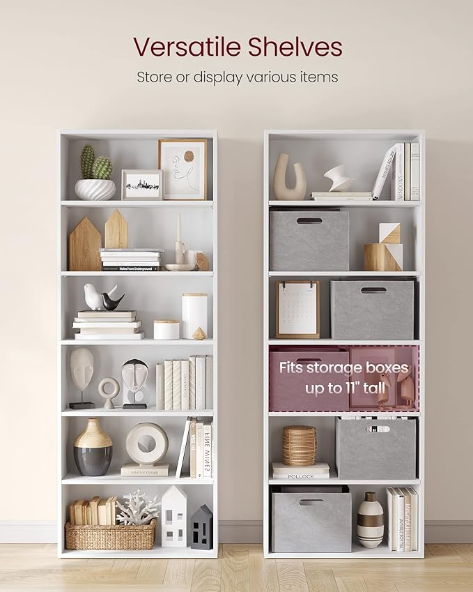 VASAGLE Set of 2 Bookshelves, 23.6 Inches Wide, 6-Tier Open Bookcases - Image 5