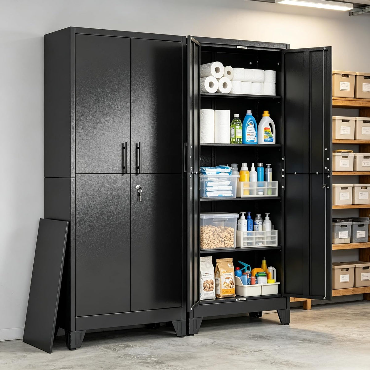 metal storage cabinets, 71" h steel locker cabinet, close-up detail