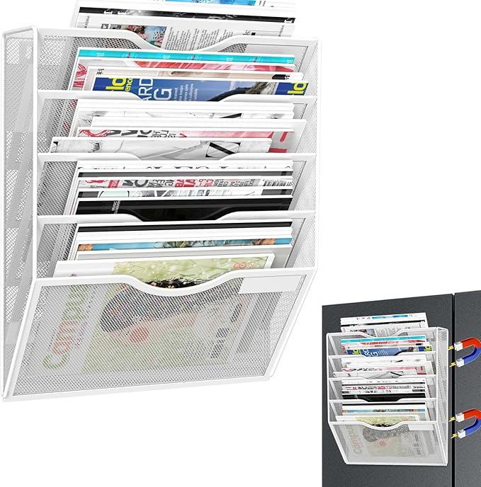 LQPAFZ 5-Tier Magnetic File Organizer, No Drilling Installation, Magazine Rack by LQPAFZ