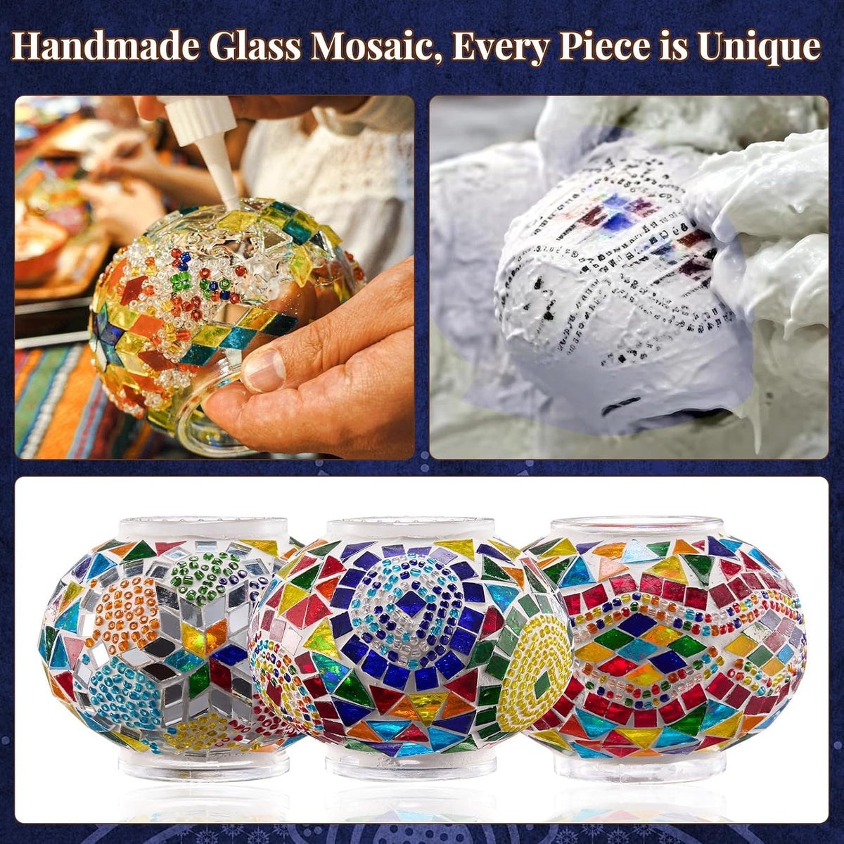 3 Globes Turkish Mosaic Lamp, 23" Handmade Moroccan Lamp, Multicolor