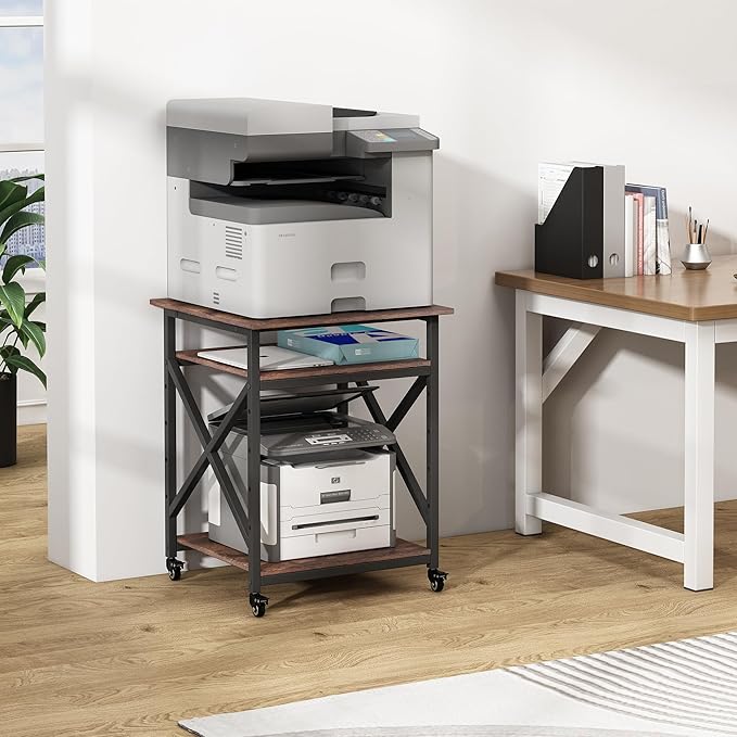 Fannova 23.6 x 23.6 Inches Large Printer Stand, 3 Tier Square Printer Table - Image 8