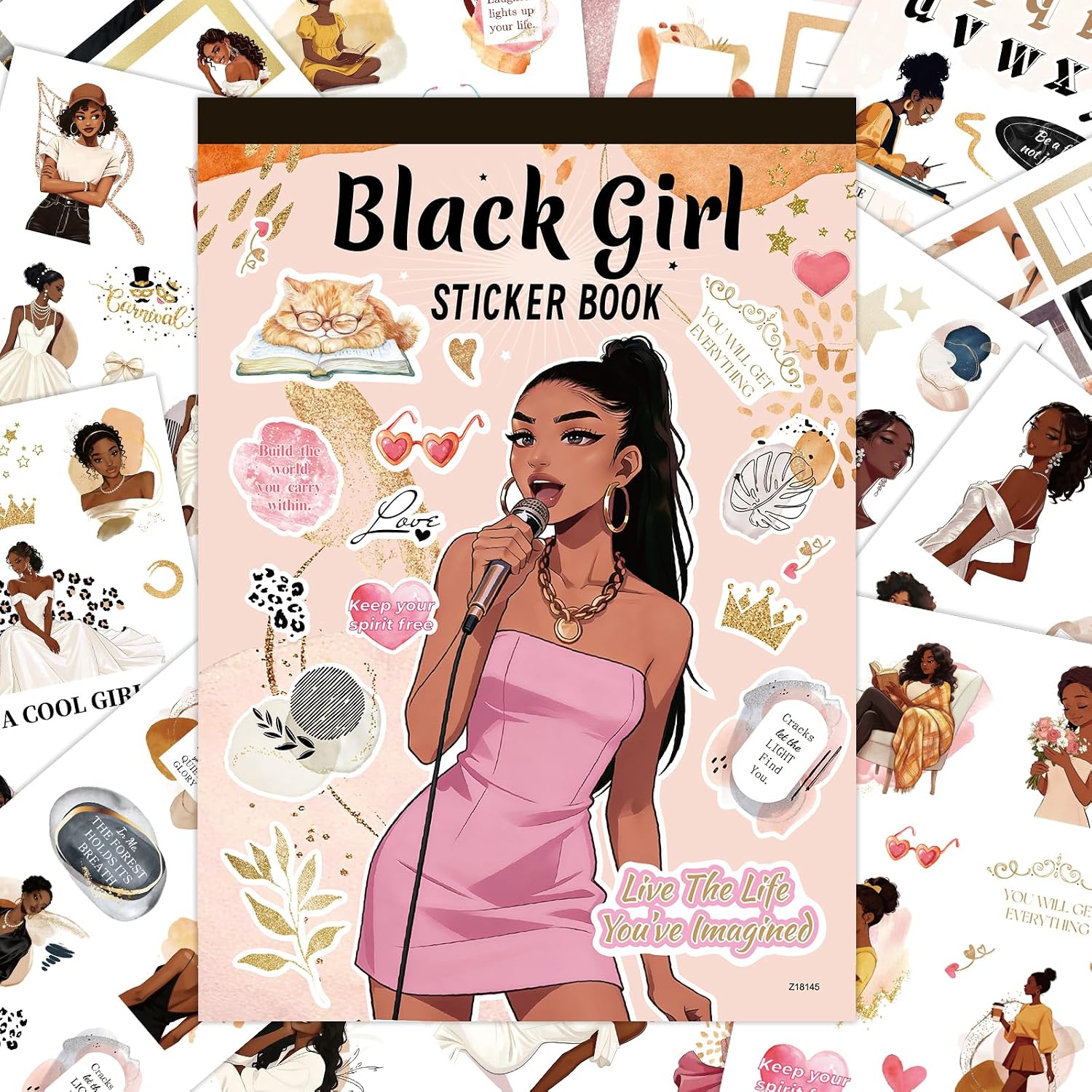 Black Girl Stickers Book - Planner Stickers, Journaling Sticker Decals | Inspirational African American Women Sticker for Adult, for Laptop, Water Bottle, Phone Case, Scrapbook Accessories for Women