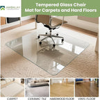 JAMBALAY 46″×36″ Tempered Glass Floor Mat, Heavy Duty Glass Office Chair Mat - Image 2