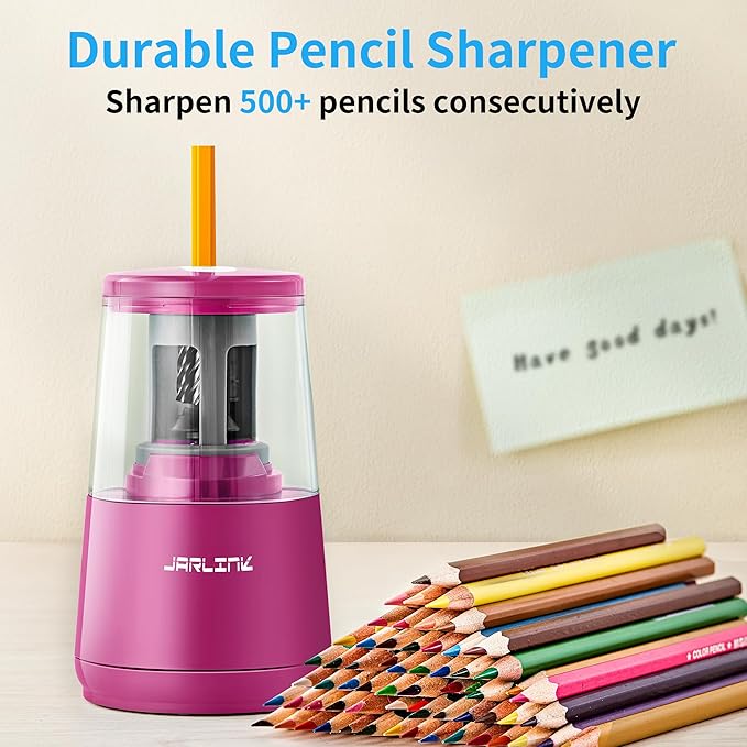 JARLINK Electric Pencil Sharpener, Heavy-Duty Helical Blade to Fast Sharpen - Image 6