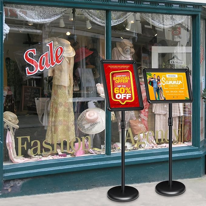 INNOVSIGN 2Packs Adjustable Pedestal Sign Holder Stand 11''x17'', Floor - Image 8