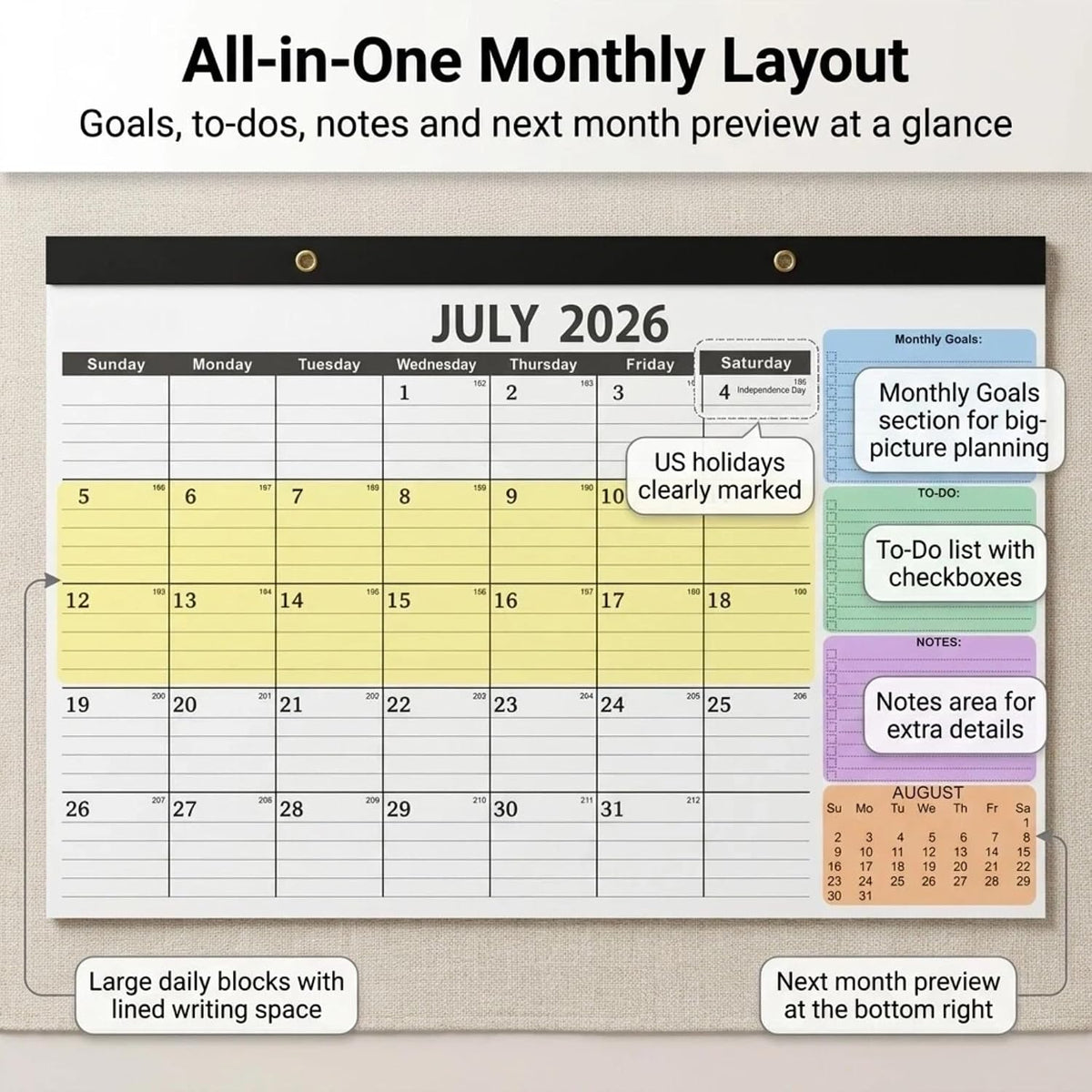 Calendar 2026-2027 (2 Pack) - 18 Month Desk Calendar 2026-2027(July 2026 - De...