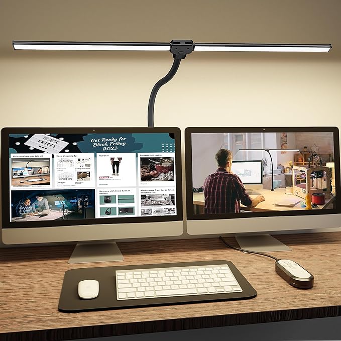 ShineTech LED Desk Lamp for Home Office, 3000K Warm White Double Head Architect by ShineTech