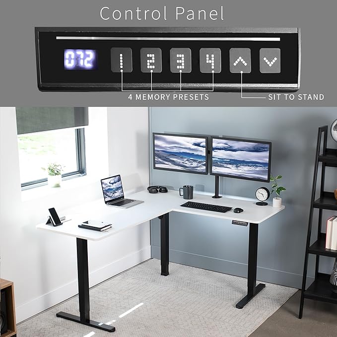 VIVO Electric Corner 63 x 55 inch L-Shaped Standing Desk, Memory Height - Image 5